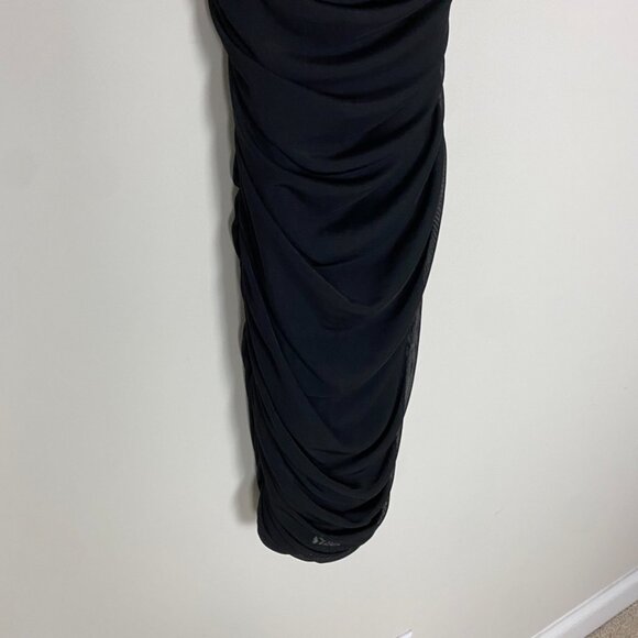 Oh Polly Mini Black Dress US 6 Strappy Ruched Sides - Picture 6 of 12